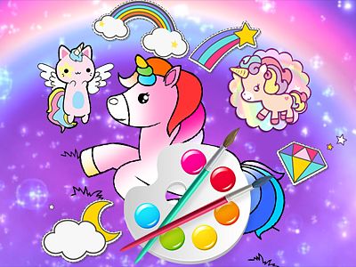 Fabulous cute unicorn coloring book