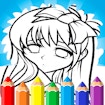 Coloring pages for girls with cute anime face